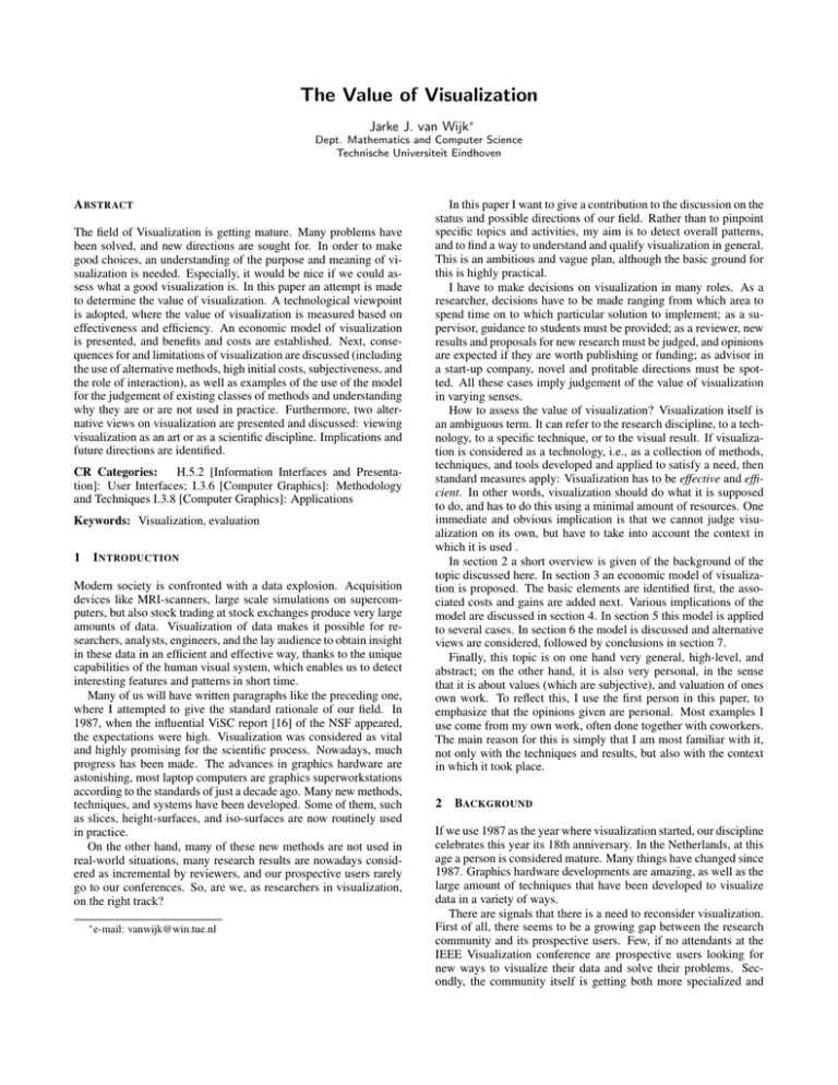 The value of visualization jarke j van wijk