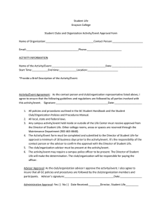 Student Life Grayson College  Student Clubs and Organization Activity/Event Approval Form