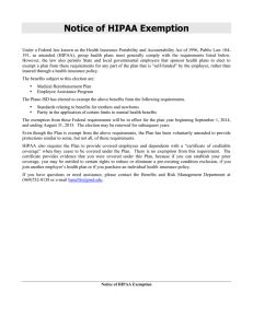 Notice of HIPAA Exemption