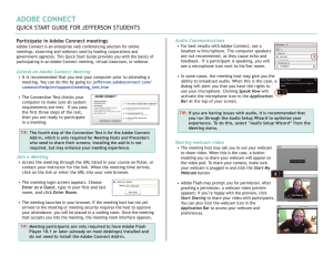 ADOBE CONNECT QUICK START GUIDE FOR JEFFERSON STUDENTS Audio Communications