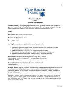 Master Course Outline ASL 197 American Sign Language II