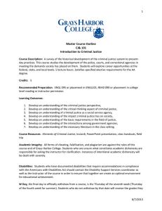 Master Course Outline CJ&amp; 101 Introduction to Criminal Justice