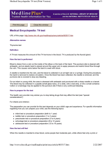 Medical Encyclopedia: T4 test Page 1 of 3