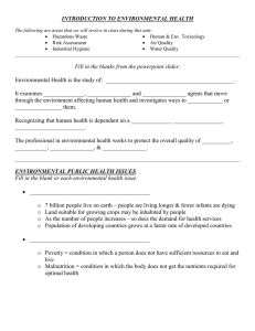 INTRODUCTION TO ENVIRONMENTAL HEALTH