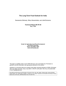 The Long-Term Food Outlook for India May 1998 Technical Report 98-TR 38