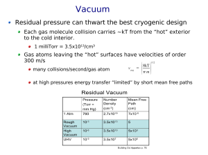 Vacuum Residual pressure can thwart the best cryogenic design