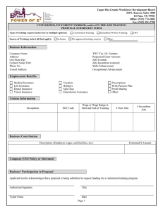 CUSTOMIZED, INCUMBENT WORKER, and/or ON-THE-JOB TRAINING PROPOSAL SUBMISSION FORM