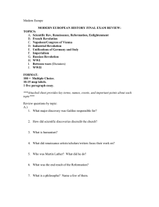 Modern European History Final Exam Review