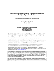 Geographical Indications and the Competitive Provision of Quality in Agricultural Markets