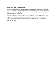 Employment Law — Professor Joffe