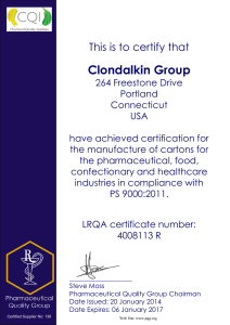 Clondalkin Group This is to certify that