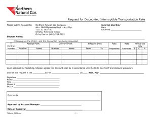 Request for Discounted Interruptible Transportation Rate