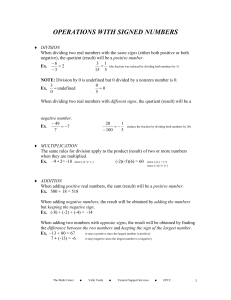 OPERATIONS WITH SIGNED NUMBERS  DIVISION same signs