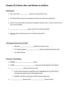 Chapter 25.4 Notes: Men and Women in Uniform Mobilization