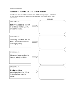 International Relations  CHAPTER 4:  CAN THE U.S.A. LEAD THE WORLD?