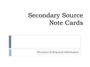 Secondary Source Note Cards Structure &amp; Required Information