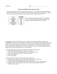 Cladistics & Bioinformatics Worksheet: Evolutionary Relationships