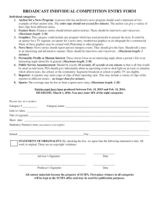 BROADCAST INDIVIDUAL COMPETITION ENTRY FORM