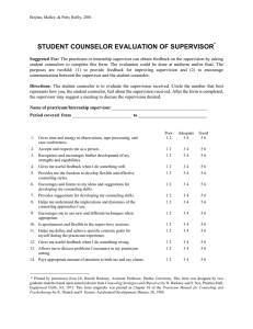 STUDENT COUNSELOR EVALUATION OF SUPERVISOR
