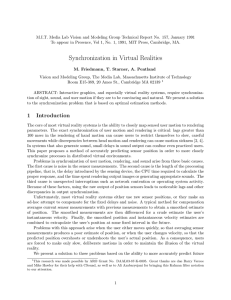 M.I.T. Media Lab Vision and Modeling Group Technical Report No.... To appear in Presence, Vol 1, No. 1, 1991, MIT...