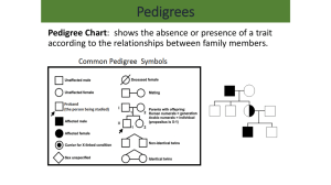Pedigrees Pedigree Chart according to the relationships between family members.