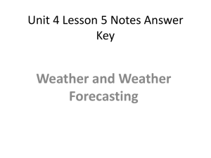 Weather and Weather Forecasting Unit 4 Lesson 5 Notes Answer Key