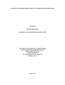 CONFLICTS AND MISCONCEPTIONS OF THE REPATRIATION PROCESS  A Thesis by