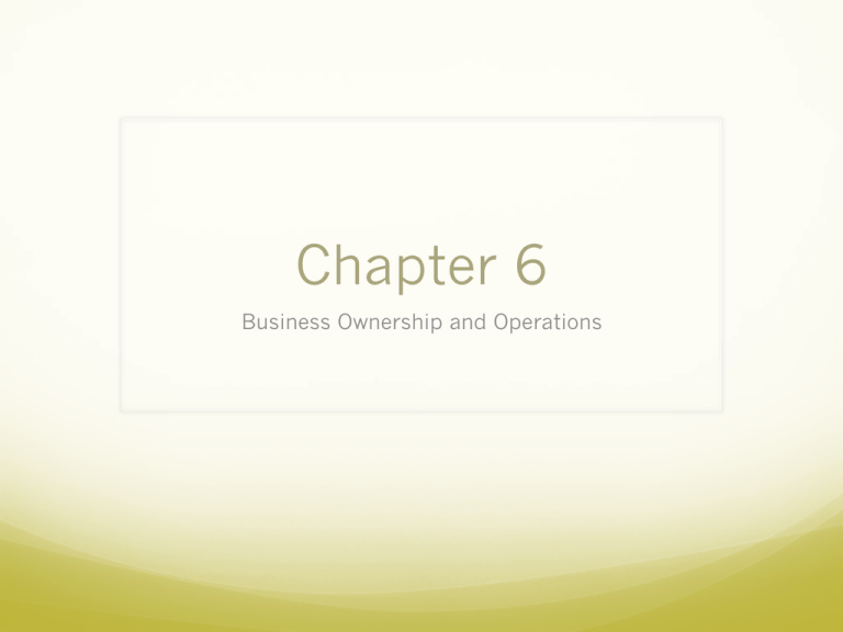 Chapter 6 Business Ownership And Operations