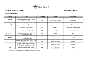 Student Textbook List KINDERGARTEN 2014- 2015 School Year Subject