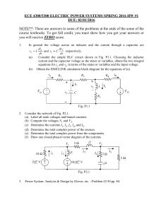 ECE 4300/5300 ELECTRIC POWER SYSTEMS SPRING 2016 HW #1 DUE: 02/01/2016