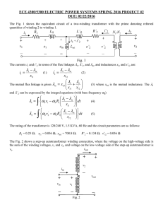 ECE 4300/5300 ELECTRIC POWER SYSTEMS SPRING 2016 PROJECT #2 DUE: 02/22/2016