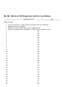 My 100 - My list of 100 things that I... created this list on 20