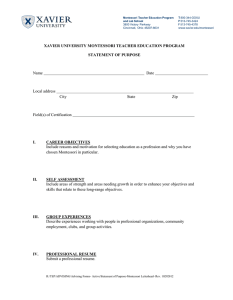XAVIER UNIVERSITY MONTESSORI TEACHER EDUCATION PROGRAM STATEMENT OF PURPOSE