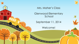 Mrs. Maher’s Class Glenwood Elementary School September 11, 2014