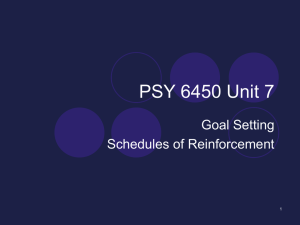PSY 6450 Unit 7 Goal Setting Schedules of Reinforcement 1