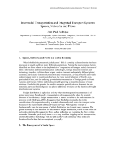 Intermodal Transportation and Integrated Transport Systems: Spaces, Networks and Flows Jean-Paul Rodrigue