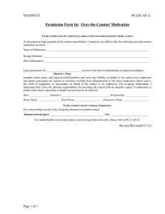 Permission Form for  Over-the-Counter Medication STUDENTS 09.2241 AP.21