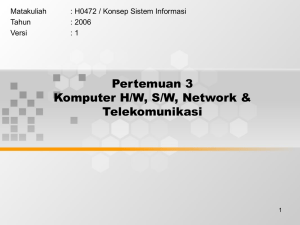Pertemuan 3 Komputer H/W, S/W, Network &amp; Telekomunikasi Matakuliah