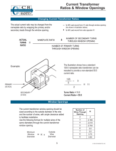 Current Transformer Ratios &amp; Window Openings +