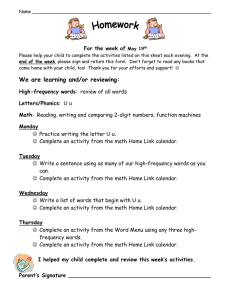 For the week of
