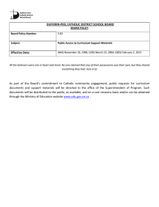 DUFFERIN‐PEEL CATHOLIC DISTRICT SCHOOL BOARD  Effective Date: 