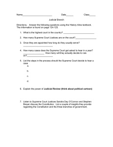 Judicial Branch Worksheet: Supreme Court & Judicial Review