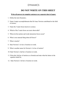 DYNAMICS  DO NOT WRITE ON THIS SHEET