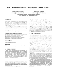 NDL: A Domain-Specific Language for Device Drivers Christopher L. Conway