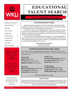 EDUCATIONAL TALENT SEARCH From the Director’s Desk