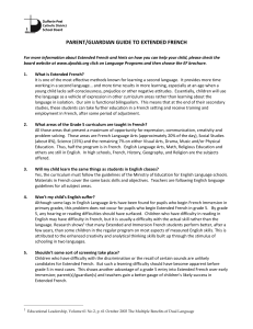 PARENT/GUARDIAN GUIDE TO EXTENDED FRENCH