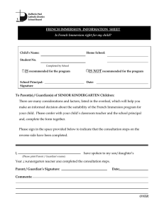 IS IS NOT  FRENCH IMMERSION  INFORMATION  SHEET