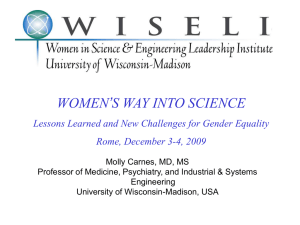 WOMEN’S WAY INTO SCIENCE Rome, December 3-4, 2009
