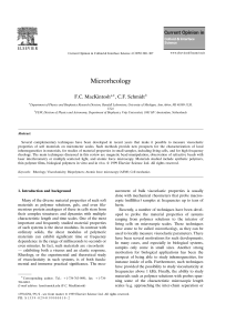 Microrheology F.C. MacKintosh , C.F. Schmidt