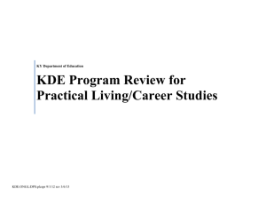 KDE Program Review for Practical Living/Career Studies  KY Department of Education